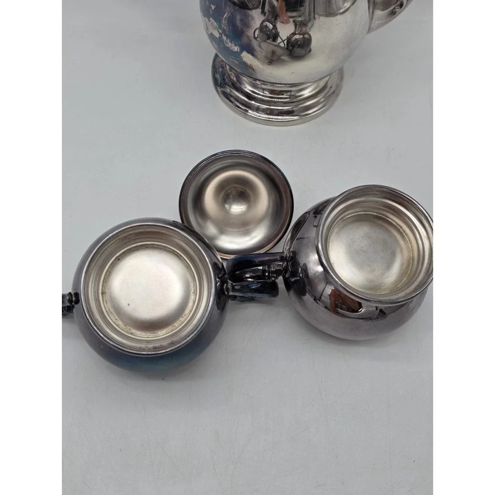 Vintage Silverplate Kent Silversmith Coffee /Tea Pot Set with Creamer and Sugar